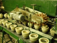 Production line with leather hard and white dryer for cups, used